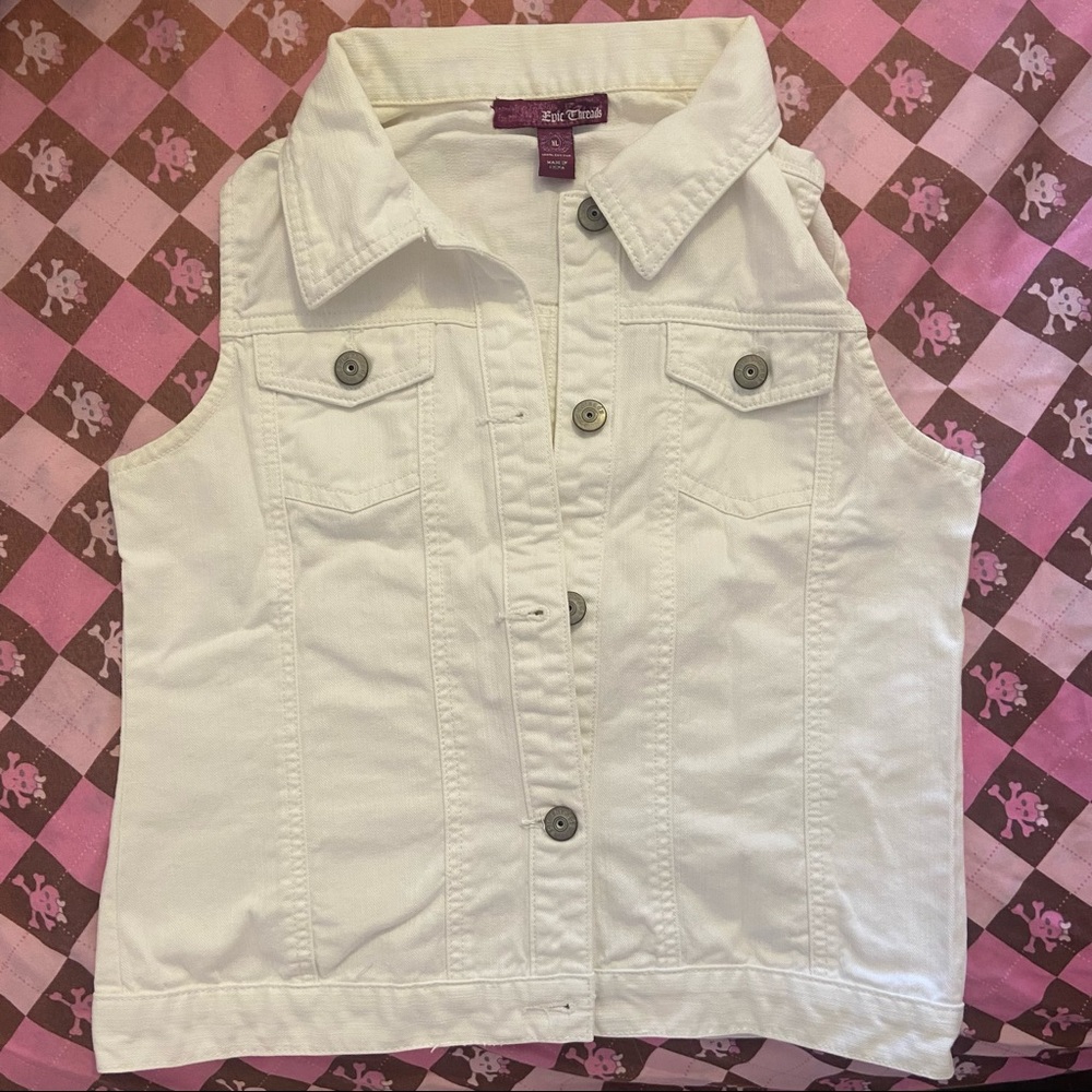 Epic Threads White Sleeveless Denim Jean Jacket for Kids
